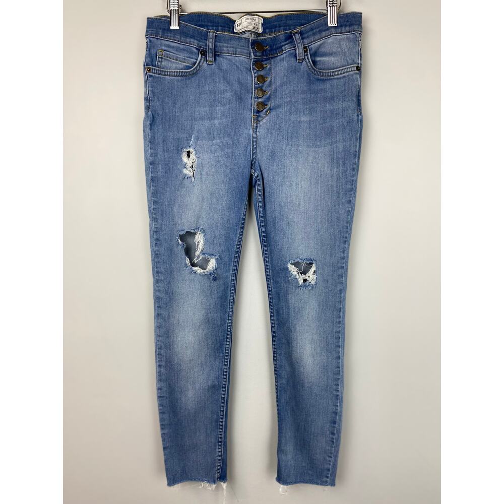 Free People Distressed Button Fly Skinny Ankle Jeans Size 29